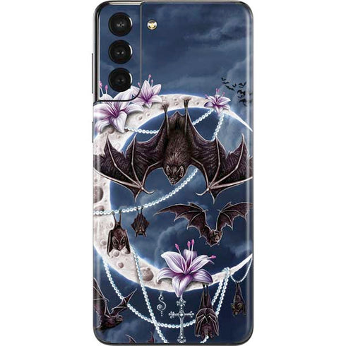 Gothic Moon with Bats and Flowers by Sarah Richter Galaxy S21 Plus 5G Skin
